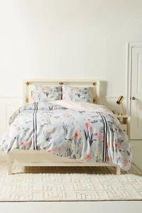 Funda edredón Anthropologie PAULE MARROT doble prado cama a rayas florales de algodón nueva con etiquetas - Imagen 1 de 4