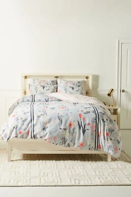 Funda Nórdica Anthropologie PAULE MARROT Doble PRADO Algodón Floral Rayas Cama Nueva con Etiquetas Foto 1 de 4