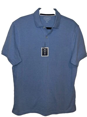 CLUBROOM 男式蓝色 Polo 衫 Med Performance Stretch UPF 25 Moisture Wick 全新 — 第 1/4 张图片