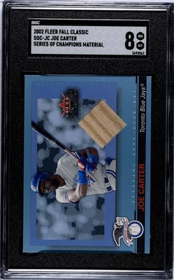 2002 Fleer Baseball Fall Classic Joe Carter Series of Champions Blue Bat SGC 8 - Image 1 of 2