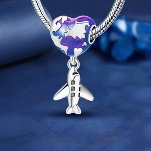 S925 Sterlingsilber Flugzeug Charm Perlen passend für Armbänder Zum Selbermachen Schmuck Frauen - Bild 1 von 9