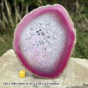 Polished agate a6 slice - aura pink, genuine spiritual healing crystal stone - Picture 1 of 1