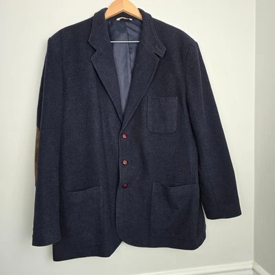 Vintage GAP Men’s Wool Blazer Jacket XL Navy Blue Suede Elbow Patches 90s Y2K - Image 1 of 4