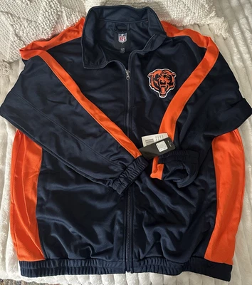 CHICAGO BEARS ZIP FRONT WARM-UP JACKET  NAVY BLUE Licensed NFL NWTS NEW - Image 1 of 4