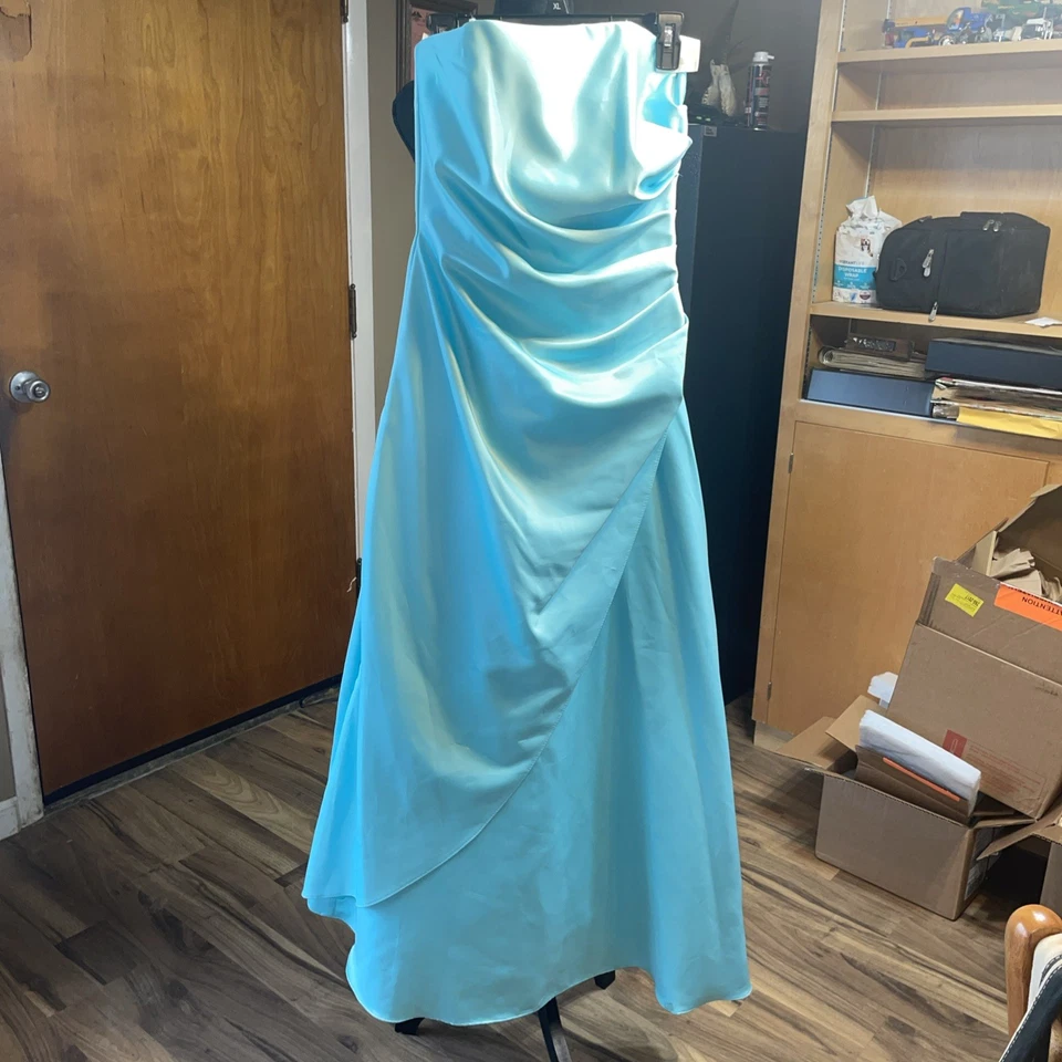 Vintage DEB Prom Pageant Special Occasion Strapless Teal Blue - Image 1 of 4