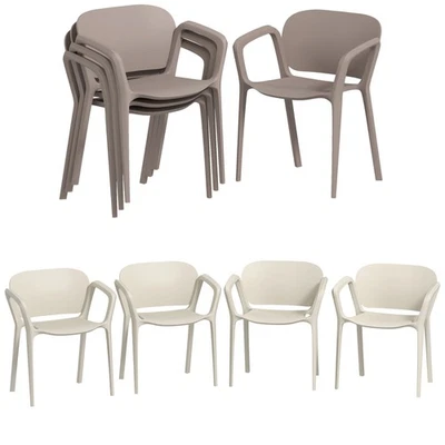 Gartenstuhl 4er Set wetterfest Gartenstühle aus Kunststoff Stapelstuhl - Bild 1 von 2