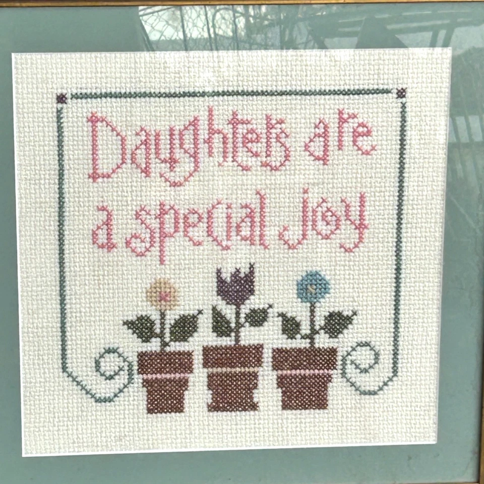 Daughters Cross Stitch Heart In Hand Lizzie Kate Framed Potted Plant - Image 1 of 4