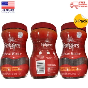 3er Pack Folgers Classic Roast Instant Kaffee Kristalle, 8 Unzen Glas EXP 13.11.2026 - Bild 1 von 4
