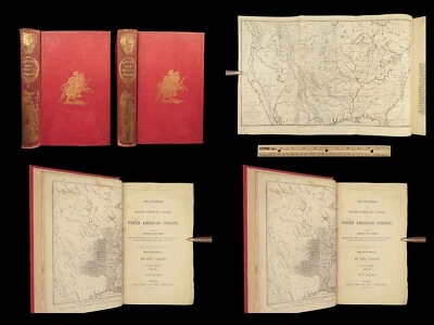 1845 INDIANS George Catlin on Native Americans Sioux Illustrated Tribes MAP 2v - Image 1 of 4