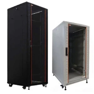 19"-Serverschrank SRK von IT-BUDGET, 18HE/22HE, Sichttür, Flatpack, grau/schwarz - Bild 1 von 17