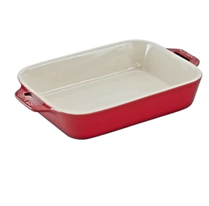 STAUB Ceramic Rectangular Baking Gratin Dish 7.5" X 6” 1.25 qt Cherry Red - Picture 1 of 9