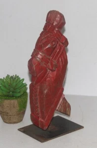 Vintage Wooden Red Horse Figurine Original Old Hand Carved 6647 - Picture 1 of 10
