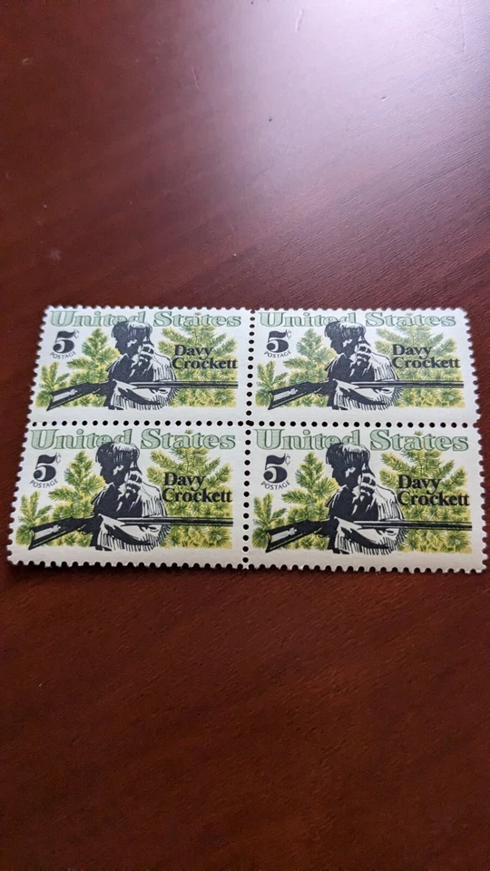 Davy Crockett 5 cents U.S. stamp, block of four,  MNH - Image 1 of 1