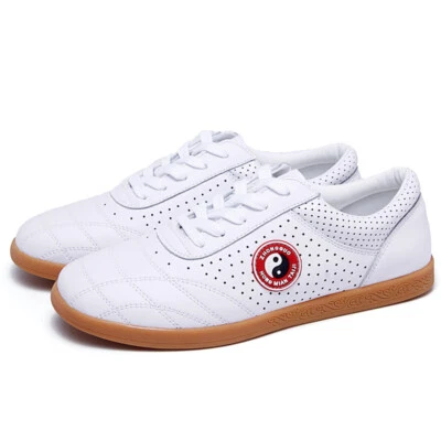 Sapatos de couro genuíno respirável Kung Fu Tai Chi sapatos de arte marcial Wushu Sport - Imagem 1 de 4