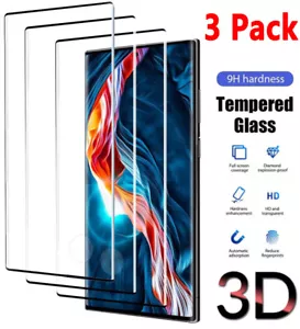 3X Full Cover Tempered Glass Screen Protector For Samsung S23 Ultra S22 S21 S20 - Picture 1 of 12
