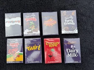 Cadbury Dairy Milk-Twirl, Crunchie, Cherry Ripe,etc Playing Cards x 8 Packs New - Picture 1 of 10