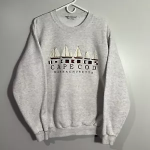 Felpa pullover vintage Lee Cape Cod Massachusetts barche grigio uomo grande - Foto 1 di 6