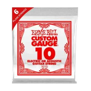 ERNIE BALL 1010 PLAIN STEEL REPLACEMENT SINGLE STRINGS -.010 GAUGE PACK OF 6 - Picture 1 of 6