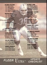 1991 Ultra Update #U100 Checklist 1-100 Nick Bell/Jim McMahon 