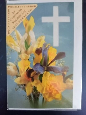 Religious First Holy Communion Greeting Card Boys or Girls Bible Scripture Text - Image 1 of 4