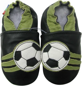 carozoo soccer black outdoor rubber sole leather shoes up to 4 years old - Picture 1 of 2