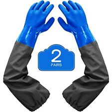 Haiou 2 Pairs Chemical Resistant Gloves Long Rubber Gloves Long Waterproof Gl...