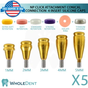 5x NP Conical Click Aufsatz Abutment 4 Einsätze Silikonkappen Zahnimplantat - Bild 1 von 3