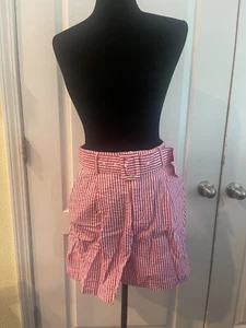 NWT A New Day Women's Belted Pink & White Striped Shorts, Multiple Sizes - Picture 1 of 9