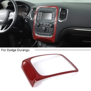 Red Carbon Fiber Center Console GPS Navigation Cover Frame For Dodge Durango 14+ - Picture 1 of 9