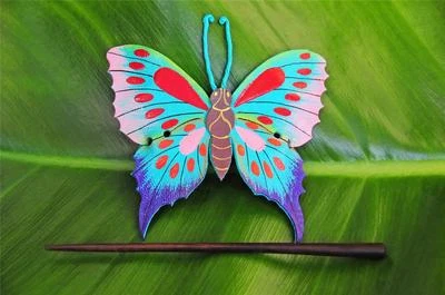 Pinza de pelo hecha a mano de cuero MARIPOSA PASADOR CLIP BROCHE DESLIZABLE PINTADO A MANO NUEVO Foto 1 de 4