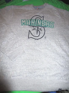 New MAJESTIC BASEBALL MLB MENS SEATTLE MARINERS CREW NECK SWEATSHIRT GRAY MEDIUM - Picture 1 of 2