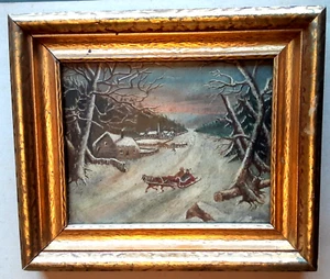 PINTURA AL ÓLEO SOBRE LIENZO PAISAJE INDIOS AMERICANOS ANTIGUOS AÑOS 1850 ESTADO DE NUEVA YORK - Imagen 1 de 8
