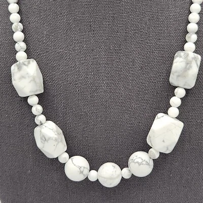 White Howlite Necklace 20 Inch 2 Inch Extender Stainless Steel 358.00 ctw - Image 1 of 3