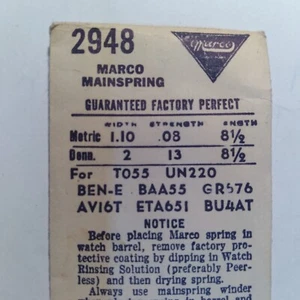 Marco 2948 molla principale 1.10.08 8 1/2 in. eta 651 bulova 4at b39 - Foto 1 di 1