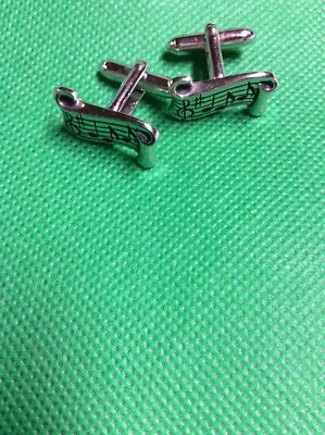 Gemelos de nota musical con clave de agudos SWANK de colección tono plateado Foto 1 de 4