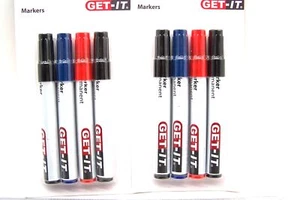 Permanent - Marker, 8 Stück, 4 schwarz, 2 rot, 2 blau, 4 mm, Filzstifte, - Bild 1 von 3