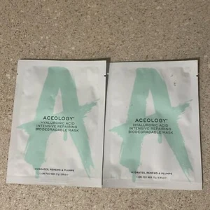 ACEOLOGY' HYALURONIC ACID INTENSIVE REPAIRING BIODEGRADABLE MASKS | Set of 2 NEW - Picture 1 of 6