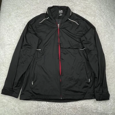 Chaqueta Adidas Hombre Grande Negra Cremallera Completa Golf Cortavientos Malla Forrada A prueba de clima Foto 1 de 4