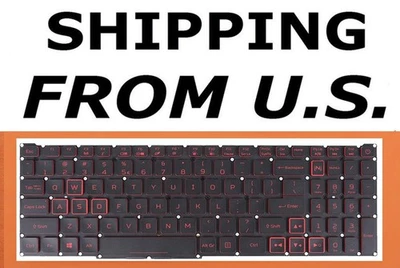 NUEVO TECLADO INGLÉS EE. UU. para portátil para juegos Acer Nitro 5 N22C1 N21C1 RETROILUMINACIÓN ROJA Foto 1 de 2