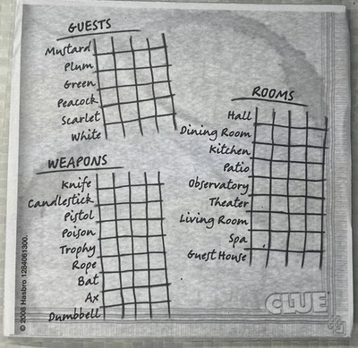 Bloc de notas de repuesto Clue Discover the Secrets Guess - Sin usar 2008 Foto 1 de 3