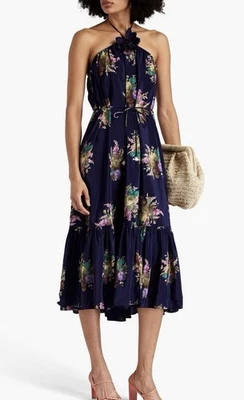 Zimmermann-BNWT-Halter Neck Silk Midi Dress-Talla 2-AUS 12 Foto 1 de 4