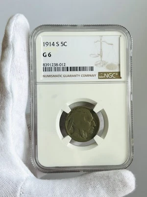 1914-S BUFFALO NICKEL NGC G6 5C COIN - Image 1 of 4