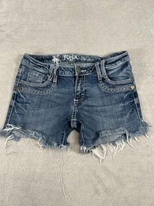 Pantalones Cortos Rock 47 Wrangler Mujer Talla 3 Elastizados Denim Corte Dobladillo Crudo Bordado - Imagen 1 de 10