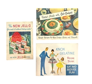 Vtg Lot 3 Advertising Cookbooks "NEW"Jello 1932 Knox Gelatin 1950's Diet! - Picture 1 of 5