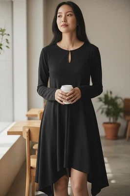 Новый с Ярлыками Halston ключ отверстие черный Midi платье размер L большой дизайнер легкий $119 - Изображение 1 из 4