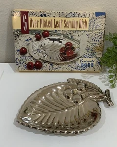 Vtg Brontë Aris Silver Plated Leaf Berries Serving Dish 7” X 5” Original Box - Picture 1 of 8