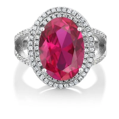 Anillo de ónix de plata de ley 925 para mujer (6,44 Cttw, 14X10MM, piedras preciosas Foto 1 de 4