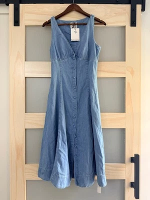 Reformation Sebastian Denim Midi Dress NWT Size 4 - Image 1 of 4
