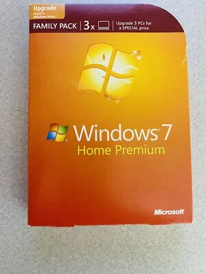 Microsoft Windows 7 Home Premium Upgrade Family Pack 2 discos 3 piezas 32 y 64 bits Foto 1 de 2