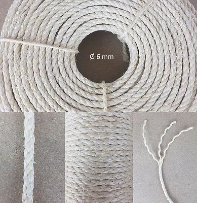 Günstiges Sisal Seil für Kratzbäume, Kleinstmengen, Ø 6 mm Sisalseil Kratzstamm